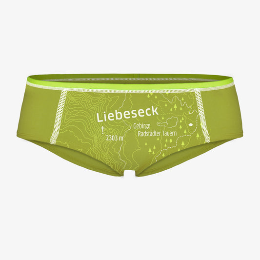 EIN SCHÖNER FLECK ERDE. Unterhose mit Berg. LIEBESECK. Unterwäsche Salzburg. Green fashion. Unterwäsche mit bio Siegel.