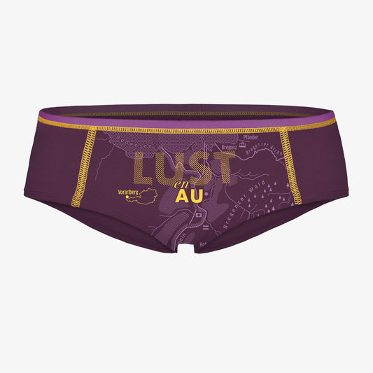 Damenunterhose mit Druck. Motiv Lustenau. Unterhose für Damen lila.
