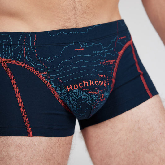 Boxershorts Höchkönig. Biounterwäsche Herren. Geschenke für Kletterer.