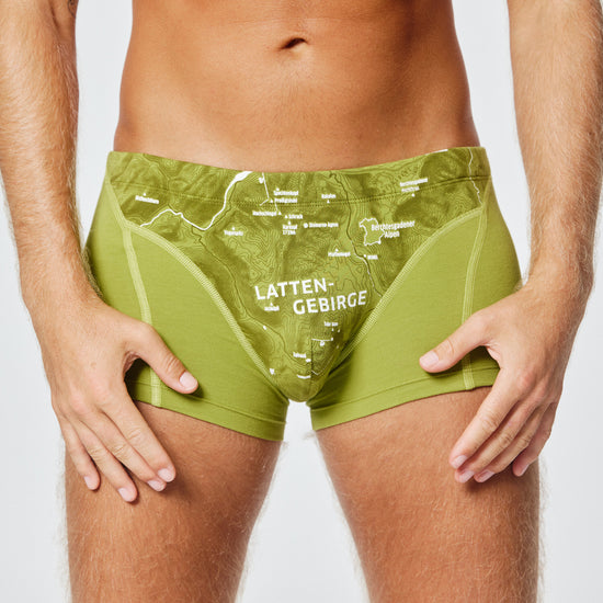 EIN SCHÖNER FLECK ERDE. Boxershorts Lattengebirge. Geschenke für Mountainbiker. Bio Baumwolle. Lustige Unterhosen Männer.