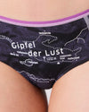 Damen Unterhose Gipfel der Lust. Design mit Höhenlinien und Höhenmetern. Sportlicher Schnitte. Unterwäsche für Berge.