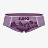 Sportlich geschnittene Damen-Unterhose im Farbton flieder mit Motiv Jungfrau. Berg in der Schweiz. Jungfrau, Eiger, Mönch.