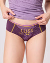 Damenunterhose mit Druck. Motiv Lustenau. Unterhose für Damen lila. 
