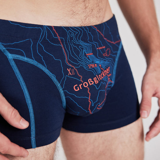 EIN SCHÖNER FLECK ERDE. Boxershorts Grossglockner tiefblau. Geschenk für Bergliebhaber. Wäsche online bestellen.