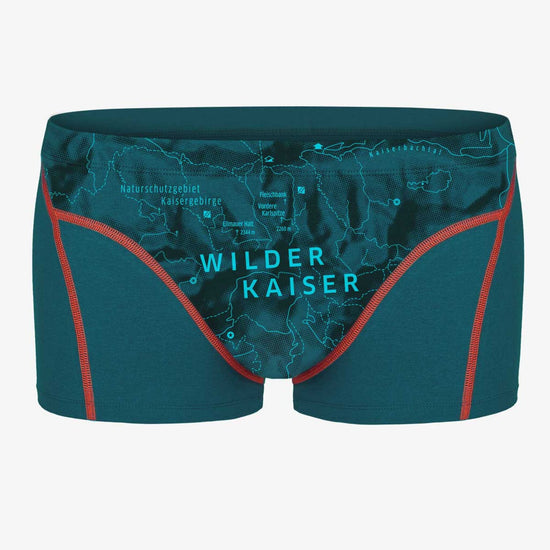 Boxershorts Wilder Kaiser rot. Mode fair produziert. Unterhose Bergmotiv. Coole Geschenke für junge Männer.