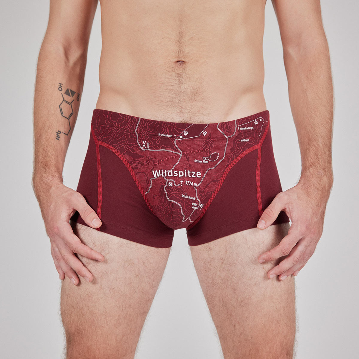 EIN SCHÖNER FLECK ERDE. Boxershorts Wildspitze. Unterhose mit Wanderroute. Unterwäsche für Bergfreunde. 