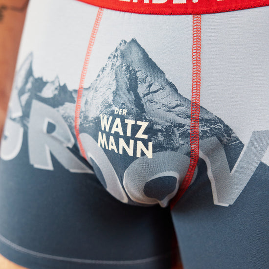 Der Watzmann ruft. Der Watzmann groovt. Unterhose aus Bio-Baumwolle für Bergsteiger.