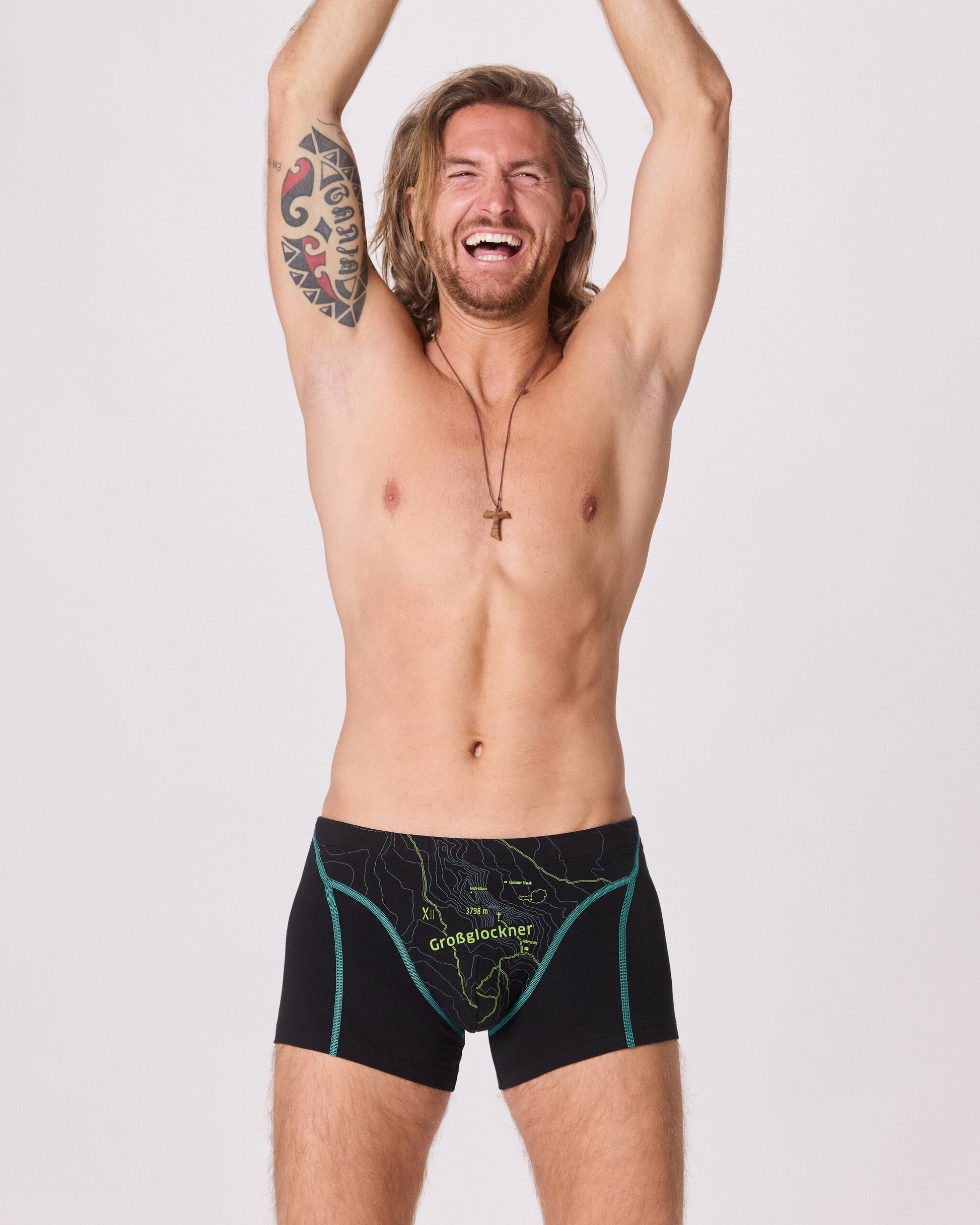 EIN SCHÖNER FLECK ERDE. Herren-Unterhose aus Bio-Baumwolle. Motiv Großglockner. Originelle Unterwäsche aus Österreich. Nachhaltig. Unterwäsche aus Bio-Baumwolle.