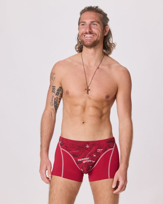 EIN SCHÖNER FLECK ERDE. Boxershorts mit Berg-Motiv. Unterhose mit Wanderroute. Unterwäsche mit Druck. Garmisch Partenkirchen Hammerspitze. Geschenkidee für Bergsteiger.