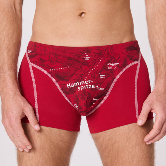 EIN SCHÖNER FLECK ERDE. Boxershorts mit Berg-Motiv. Unterhose mit Wanderroute. Unterwäsche mit Druck. Garmisch Partenkirchen Hammerspitze. Geschenkidee für Bergsteiger.