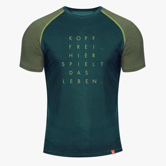 Kurzarm-Shirt Merino KOPF FREI. petrol