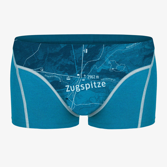EIN SCHÖNER FLECK ERDE. Herren-Unterhose aus Bio-Baumwolle produziert in Europa mit Motiv Zugspitze. Unterwäsche mit Motiv.