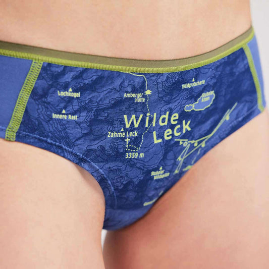 EIN SCHÖNER FLECK ERDE. Damen-Unterhose aus Bio Baumwolle. Unterwäsche mit Berg-Motiv. Wilde Leck. Nachhaltige Unterwäsche Salzburg.
