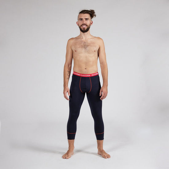 3/4 Pants Merino Tencel Herren nachtblau. Sport Unterhose Herren. 