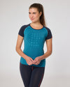 Kurzarm-Shirt Merino KOPF FREI pfauenblau