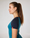 Kurzarm-Shirt Merino KOPF FREI pfauenblau