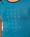 Kurzarm-Shirt Merino KOPF FREI pfauenblau