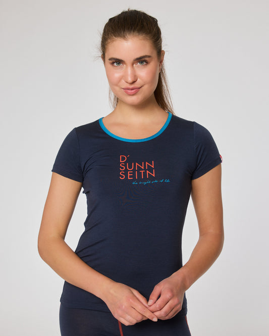 Kurzarm-Shirt Merino D'SUNNSEITN nachtblau