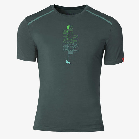 Kurzarm-Shirt Merino AUFSTEIGER - ABSEILER moorgrün