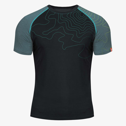 Kurzarm-Shirt Merino INNERGEBIRG schwarz/schiefergrau