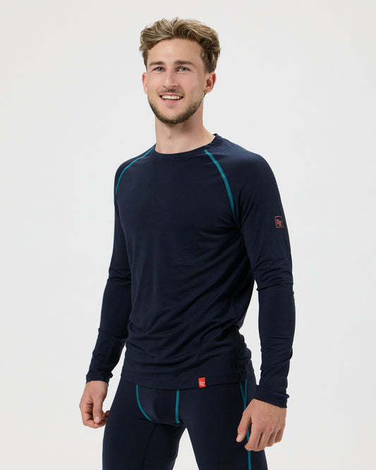 Langarm-Shirt Merino ALPIN. schwarzblau