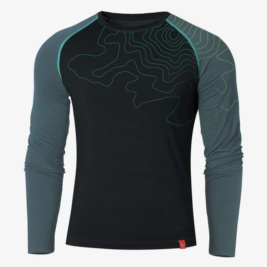 Langarm-Shirt Merino INNERGEBIRG schwarz/schiefergrau