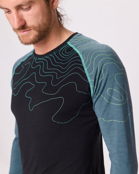 Langarm-Shirt Merino INNERGEBIRG schwarz/schiefergrau